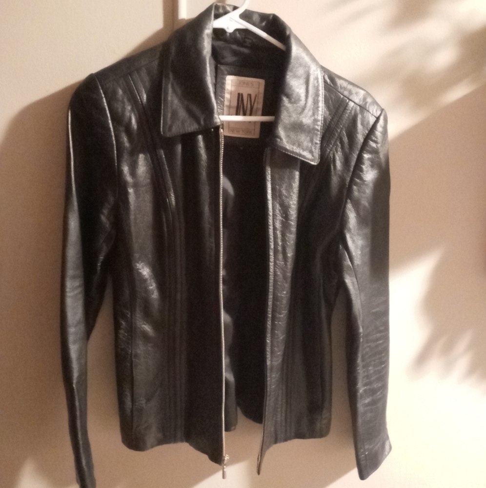 JNY Ladies Leather Zip Coat